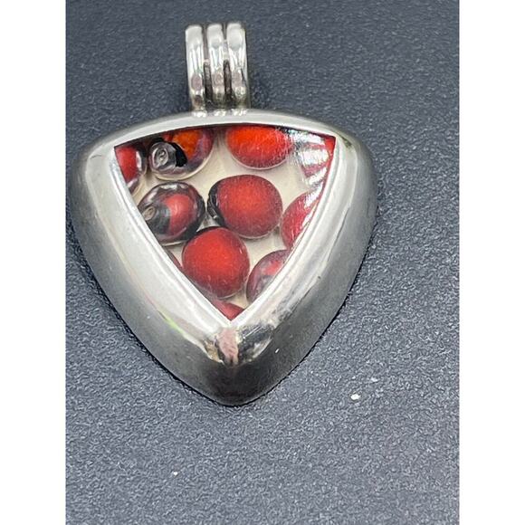 Vintage 950 Sterling Silver Protection Peruvian Huayruro Seeds Pendant - Picture 2 of 8